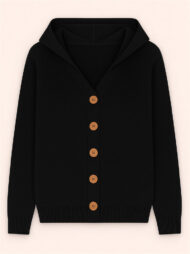 Autumn Candy Color Button Up Long Sleeve Hooded Sweaters for Women - Image 8