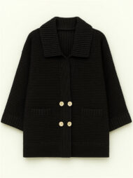 Plus Size Winter Solid Color Double Breasted Cardigan Knitted Sweaters - Image 4