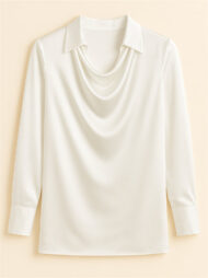 Ladies' Elegant Simple Solid Color Lapel Long Sleeve Blouses - Image 3