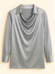 Ladies' Elegant Simple Solid Color Lapel Long Sleeve Blouses - Image 2