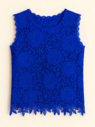 Summer Solid Color Lace Jacquard Sleeveless Tank Shirts - Image 5