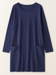 Women's Casual Long Sleeve Round Neck Shirts with Pockets - Image 10